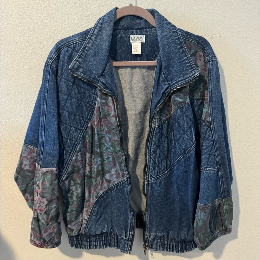 Vintage Floral Print Denim Jacket